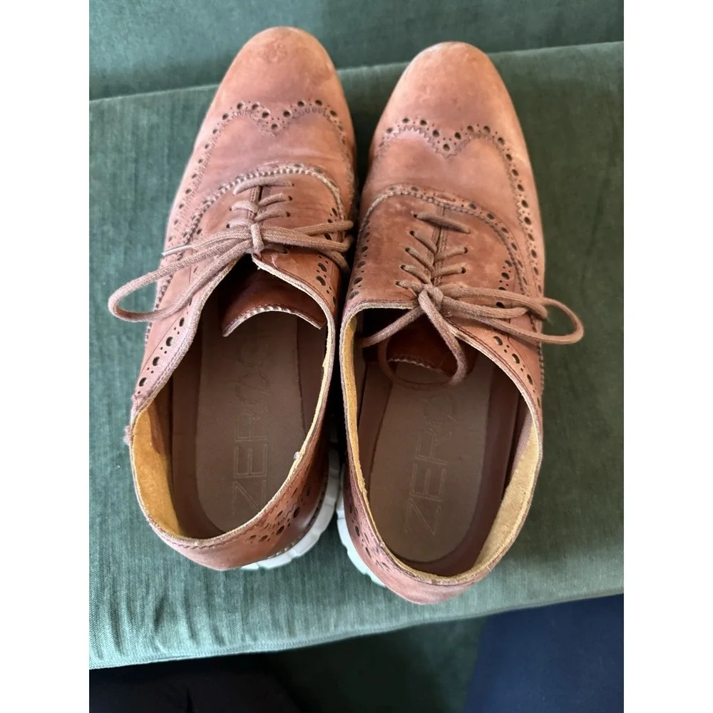 Cole Haan ZeroGrand Wingtip Oxford Dress Shoes British Tan‎ C23741 Men's 11 M